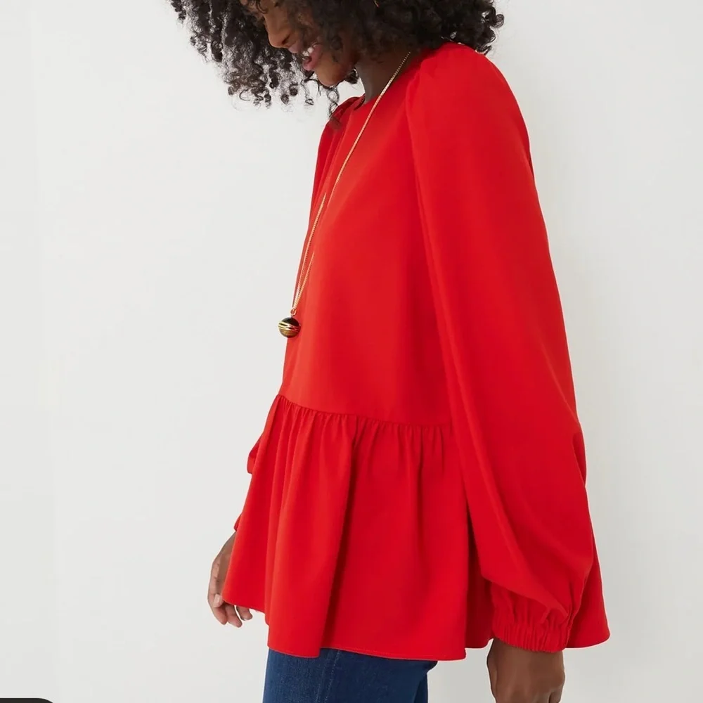 Red Carlota Peplum Blouse POMANDER PLACE